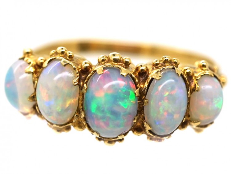 Regency 15ct Gold & Opal Five Stone Ring