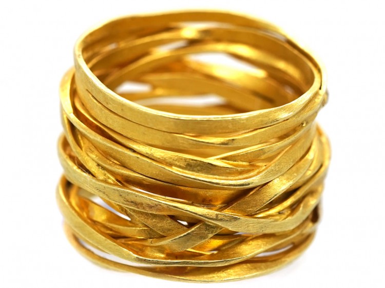 Wide 18ct Gold Coiled Spagetti Ring