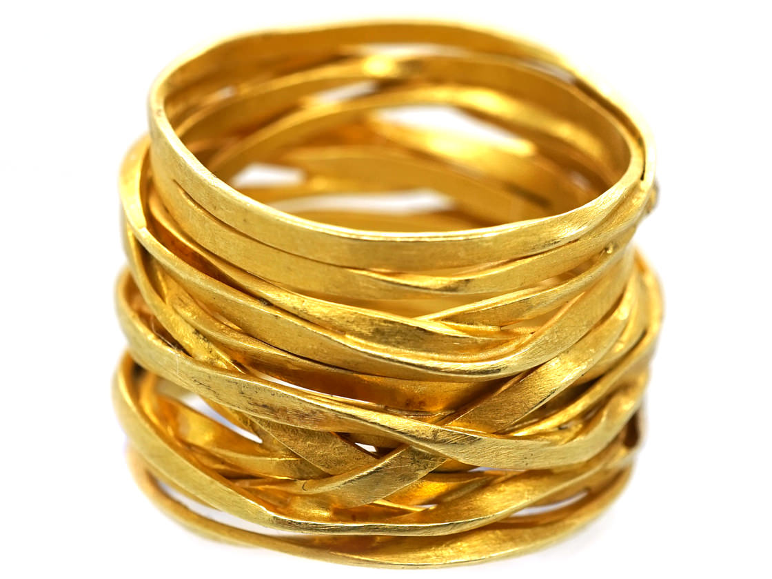 Wide 18ct Gold Coiled Spagetti Ring (336K) | The Antique Jewellery Company