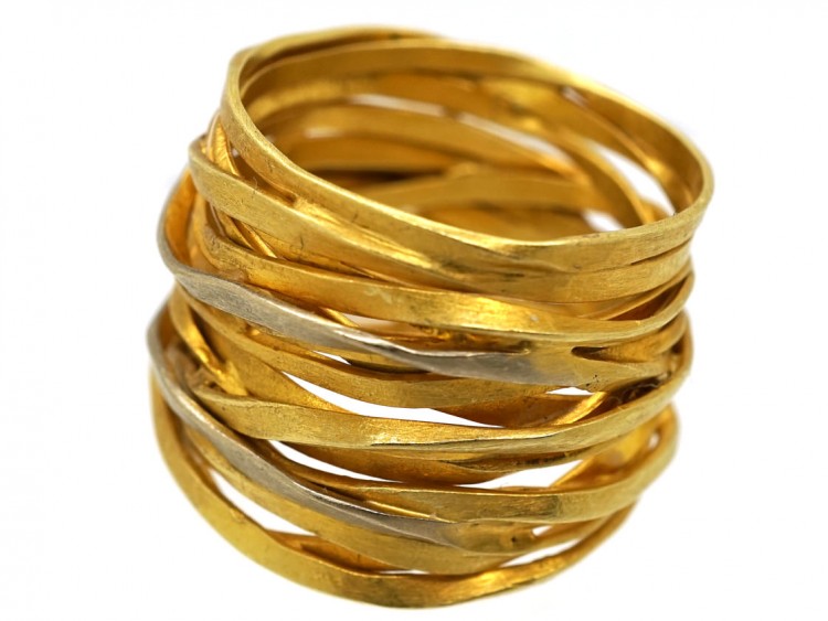 Wide 18ct Gold Coiled Spagetti Ring