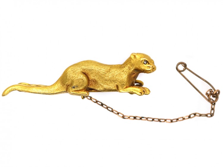 Edwardian 15ct Gold Brooch of an Otter