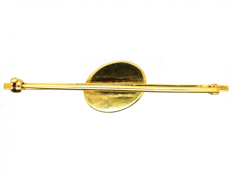 Edwardian 9ct Gold Reverse Intaglio Rock Crystal Brooch of a Trout on a Line