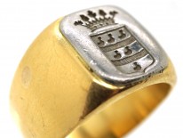 French Platinum & 18ct Gold Signet Ring