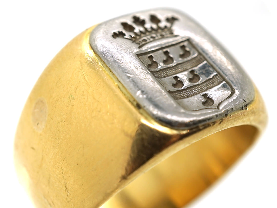 French Platinum & 18ct Gold Signet Ring (305K) | The Antique Jewellery ...