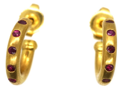 18ct Gold & Ruby Hoop Earrings