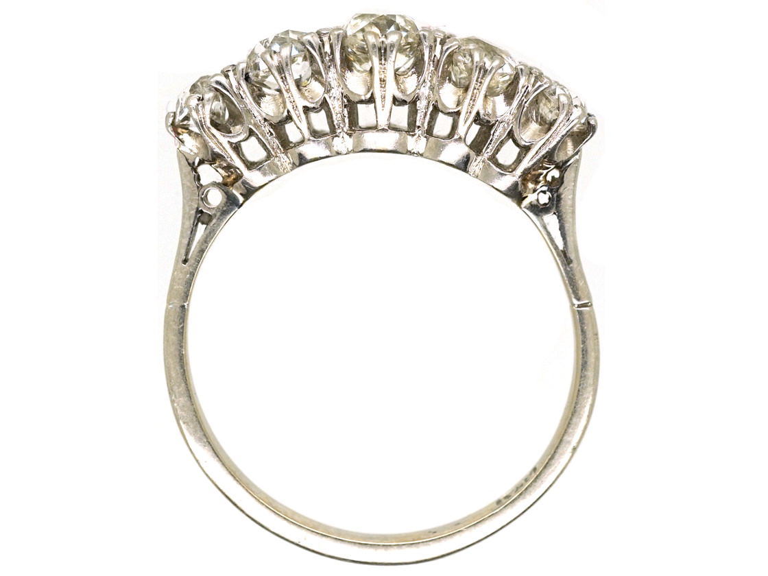 Platinum & Diamond Five Stone Ring (347K) | The Antique Jewellery Company