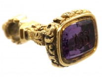 Georgian Tiny 15ct Gold Seal with Amethyst Base with Monogram