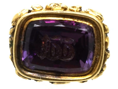 Georgian Tiny 15ct Gold Seal with Amethyst Base with Monogram