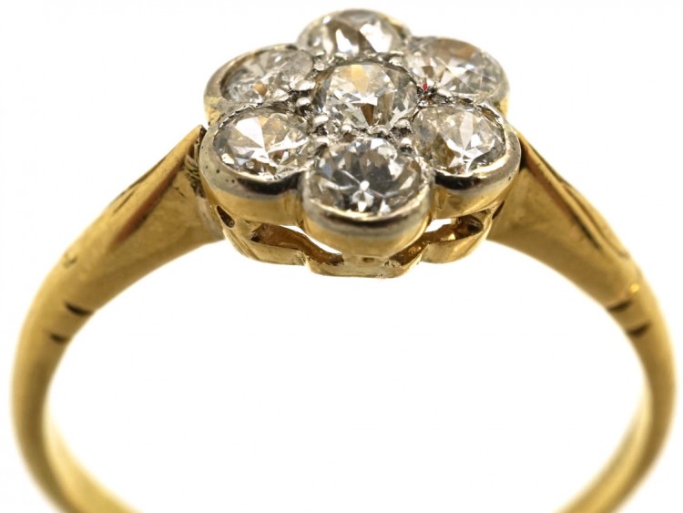 Edwardian 18ct Gold & Platinum, Diamond Cluster Ring