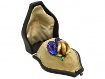 French 19th Century 18ct Gold & Enamel Sweet Pea Brooch in Original Case