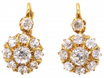 French 18ct Gold & Diamond Cluster Earrings in Original Case