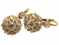 French 18ct Gold & Diamond Cluster Earrings in Original Case