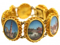 Victorian 18ct Gold Bracelet with Miniatures depicting Indian Monuments