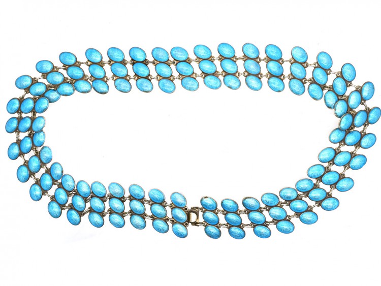 Norwegian Silver & Blue Enamel Necklace by  Jan Baalerud