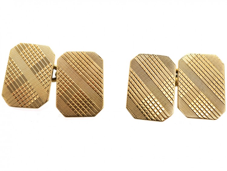 1930s 9ct Gold Tartan Pattern Cufflinks