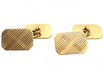 1930s 9ct Gold Tartan Pattern Cufflinks