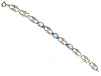 Art Deco Silver & Blue Paste Bracelet