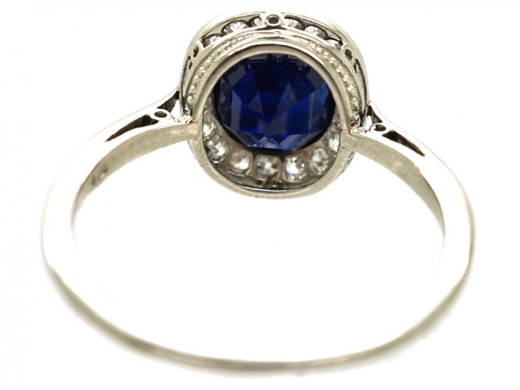 Early 20th Century Swedish Sapphire & Diamond Cluster Ring