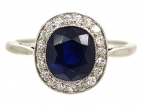 Early 20th Century Swedish Sapphire & Diamond Cluster Ring