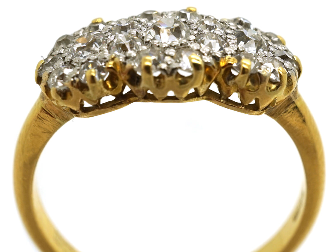 Edwardian 18ct Gold & Platinum Triple Cluster Diamond Ring (394K) | The ...