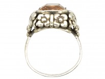 Art Deco Silver & Pink Citrine Ring
