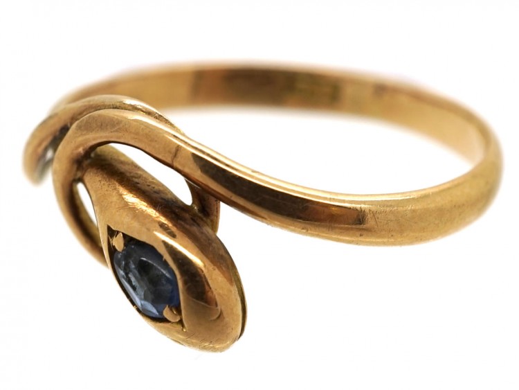 Edwardian Snake Ring Set With a Sapphire