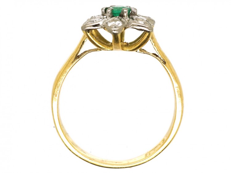 18ct Gold, Emerald & Diamond Flower Ring