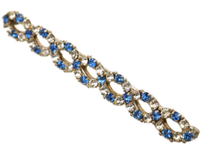 Art Deco Silver, Blue & White Paste Twist Brooch