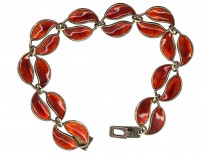 Silver & Red Enamel Bracelet by David Andersen