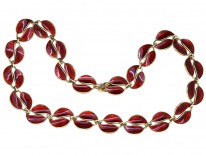 Silver & Red Enamel Necklace by David Andersen