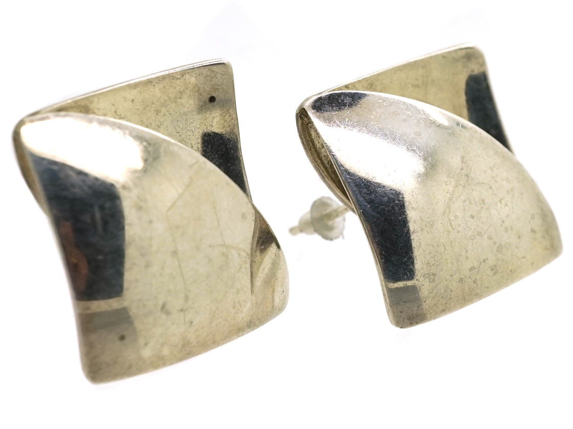 Silver Modernist Earrings (520K) | The Antique Jewellery Company