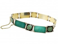 Silver, Black & Green Enamel Bracelet by Ottar Hval