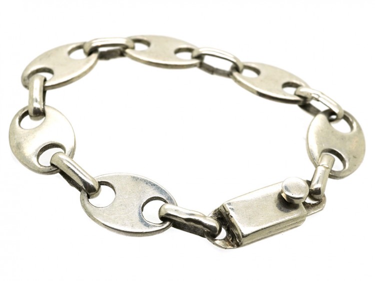 Silver Anchor Link Bracelet