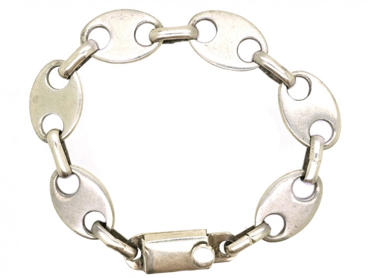 Silver Anchor Link Bracelet