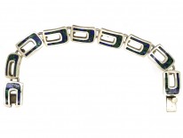 Mexican Silver Bracelet Inlaid with Lapis & Malachite Chips