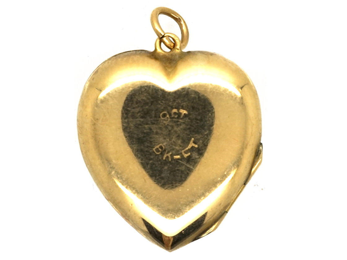 9ct Back & Front Sunburst Design Heart Locket (460K) | The Antique ...