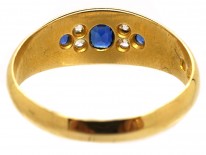 Edwardian 18ct Gold, Sapphire & Diamond Boat Shaped Ring