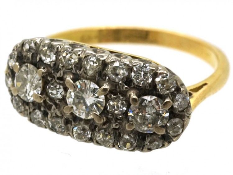 Edwardian 18ct Gold Three Stone Cluster Ring