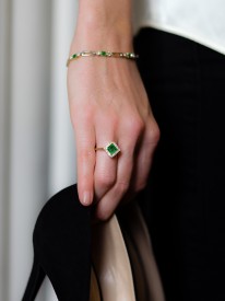Art Deco 18ct Gold & Platinum, Emerald & Diamond, Diamond Shaped Ring