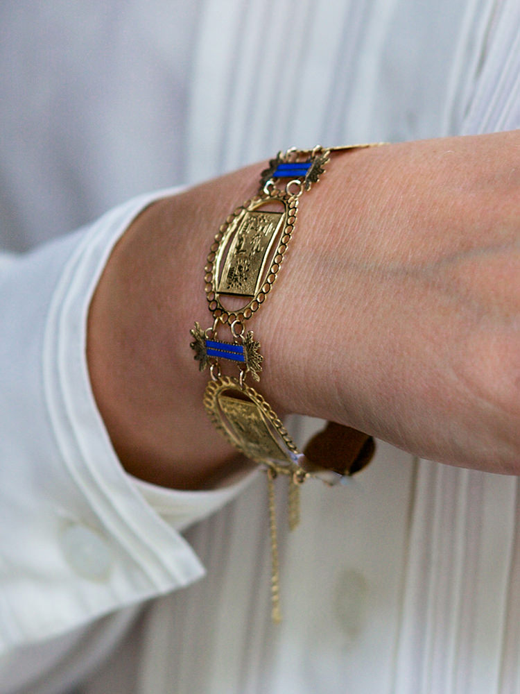 French 18ct Gold & Enamel Regency Bracelet (467K) The Antique