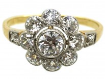 Early 20th Century 14ct White Gold Diamond Cluster Ring With Diamond Shoulders