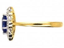 18ct Gold & Platinum Sapphire & Diamond Oval Cluster Ring