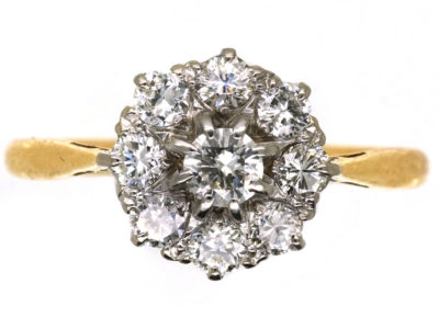 18ct Gold & Platinum Diamond Cluster Ring