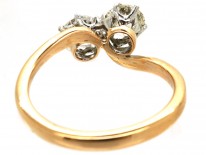 Edwardian 18ct Gold, Two Stone Diamond Crossover Ring