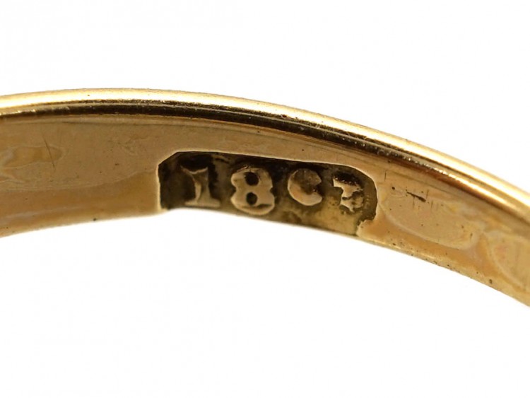 Edwardian 18ct Gold, Sapphire & Diamond Carved Half Hoop Ring