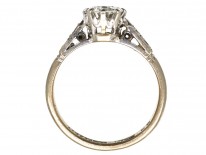 18ct Gold & Platinum, Diamond Solitaire Ring With Diamond Shoulders
