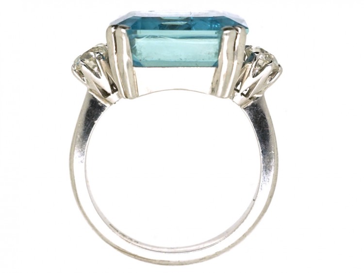 18ct White Gold, Aquamarine & Diamond Ring
