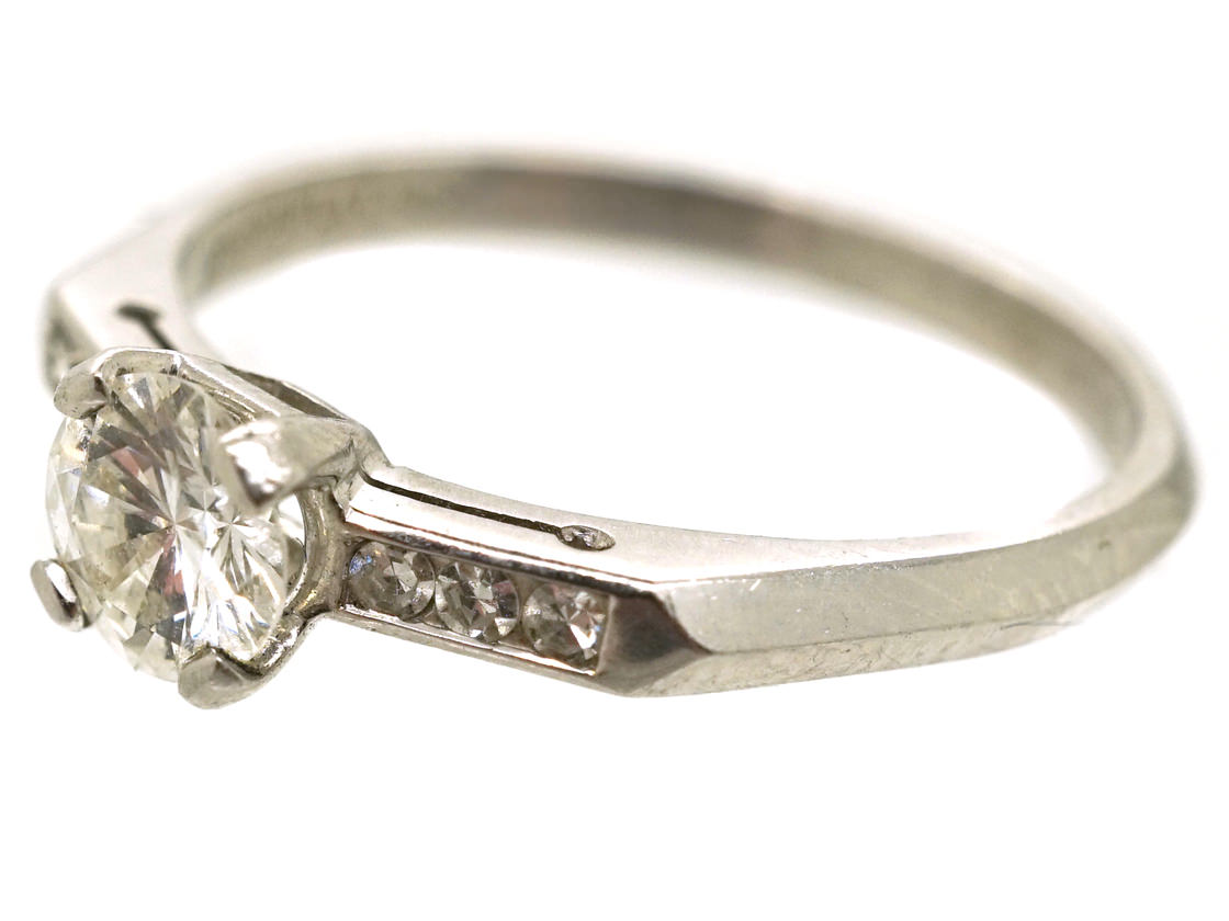 Platinum & Diamond Solitaire Ring With Diamond Set Shoulders (315K ...