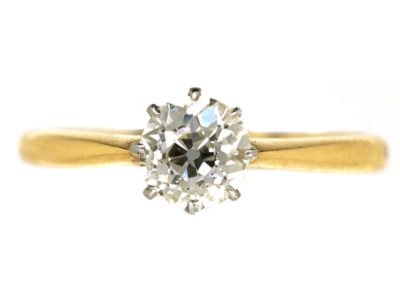Edwardian 18ct Gold, Diamond Solitaire Ring