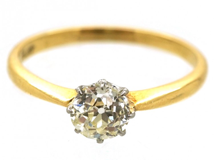 Edwardian 18ct Gold, Diamond Solitaire Ring